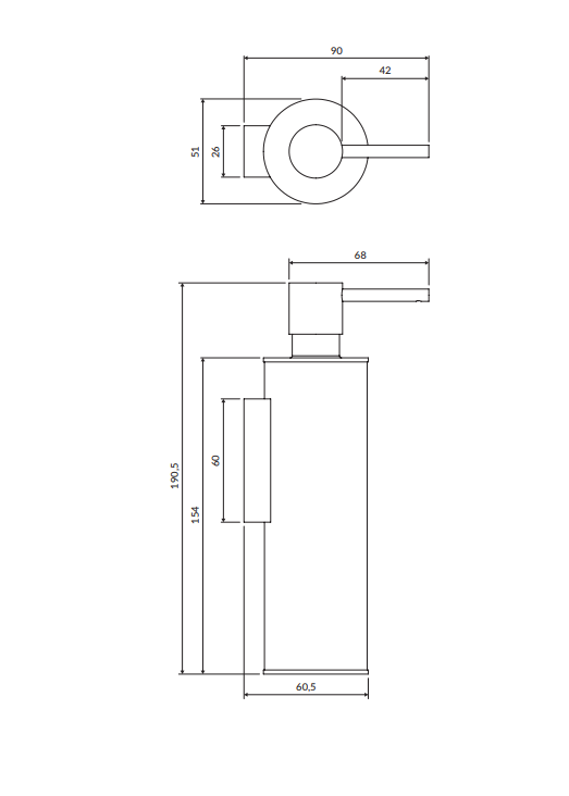 OMNIRES dozownik mydła w płynie wiszący modern project grafit MP60721GR