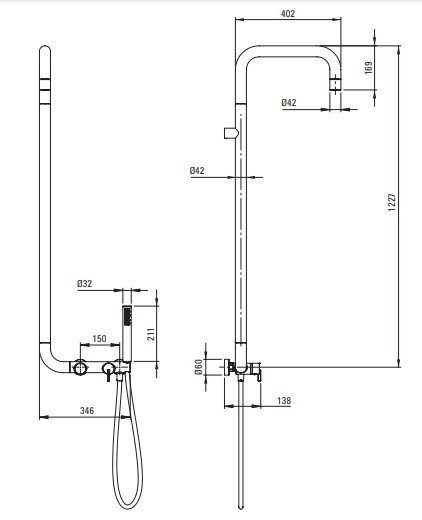 DEANTE - Deszczownica SILIA z baterią prysznicową Titanium NQS_D4XM