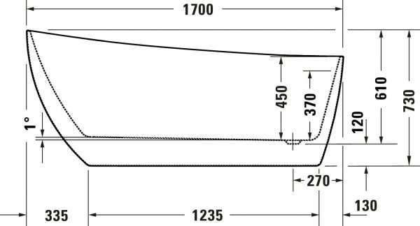 DURAVIT  Wanna akrylowa wolnostojąca owalna DuraFaro 1700 750 x 690 mm biały | 700567000000000