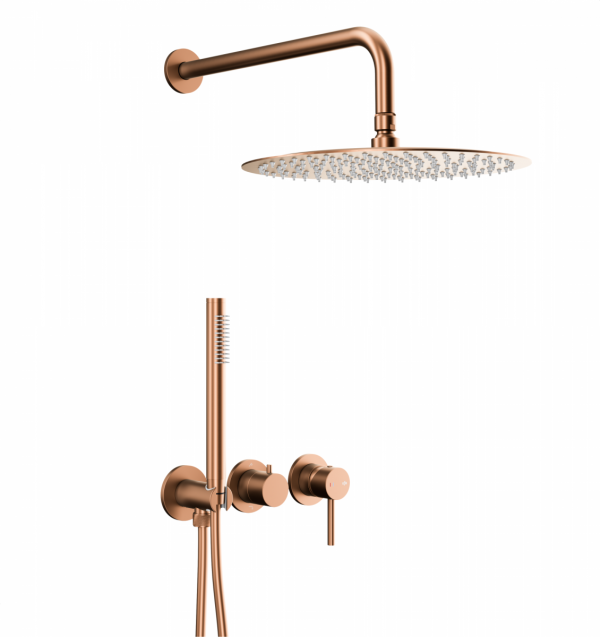 ARMATURA KRAKÓW KFA zestaw prysznicowy podtynkowy z baterią 3-otworową 2-funkcyjną MOZA BRUSHED ROSE GOLD 5039-511-34