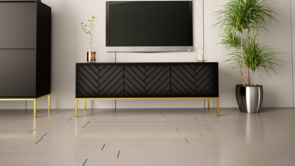 MEGSTYL Szafka RTV 150cm złoty stelaż - czarny mat ASPEN 01 