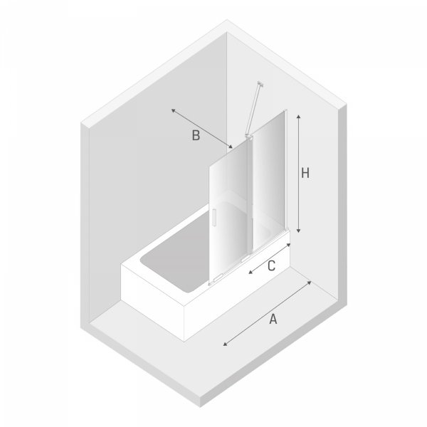 NEW TRENDY Parawan nawannowy Smart 150x150, dwuelementowy, wspornik skośny EXK-4101-WU