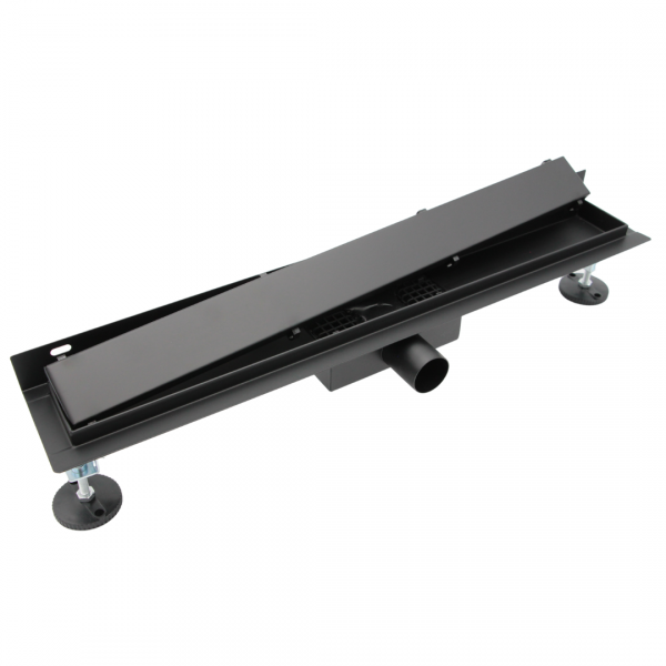 AQUALINE Odpływ liniowy przyścienny 2w1 ze stałym syfonem czarny 60cm LS04BK600