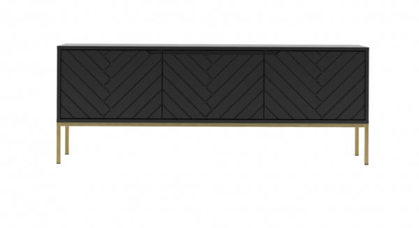 MEGSTYL Szafka RTV 150cm złoty stelaż - czarny mat ASPEN 01 