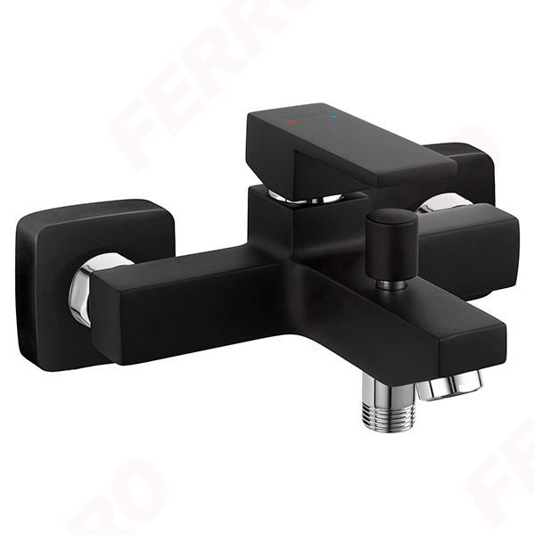 FERRO - bateria wannowa ZICCO BLACK ścienna CZARNA  BZI1BL