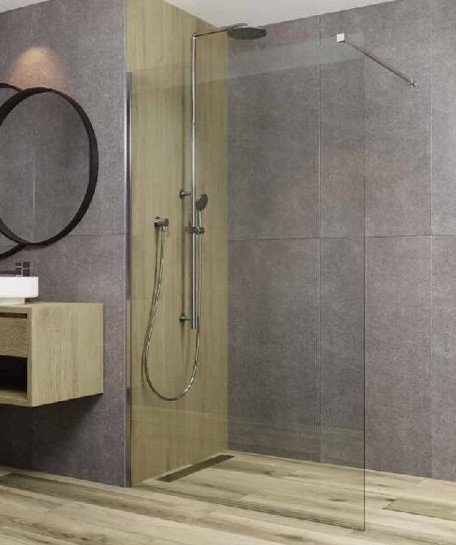 AQUAFORM - ścianka prysznicowa FUJI 120 typu Walk-In szkło transparentne 8mm profil CZARNY  AQ.103-11-30120-01