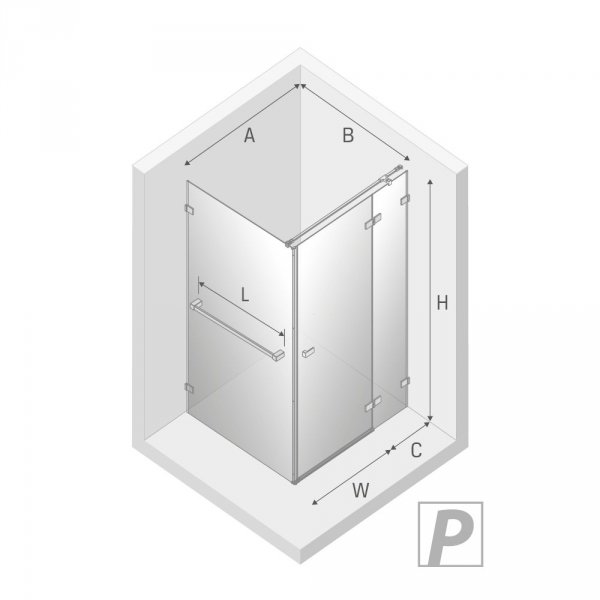 NEW TRENDY Kabina prysznicowa z uchwytem relingowym szkło 6mm AVEXA GOLD BRUSHED 100x110 EXK-3026/EXK-3056