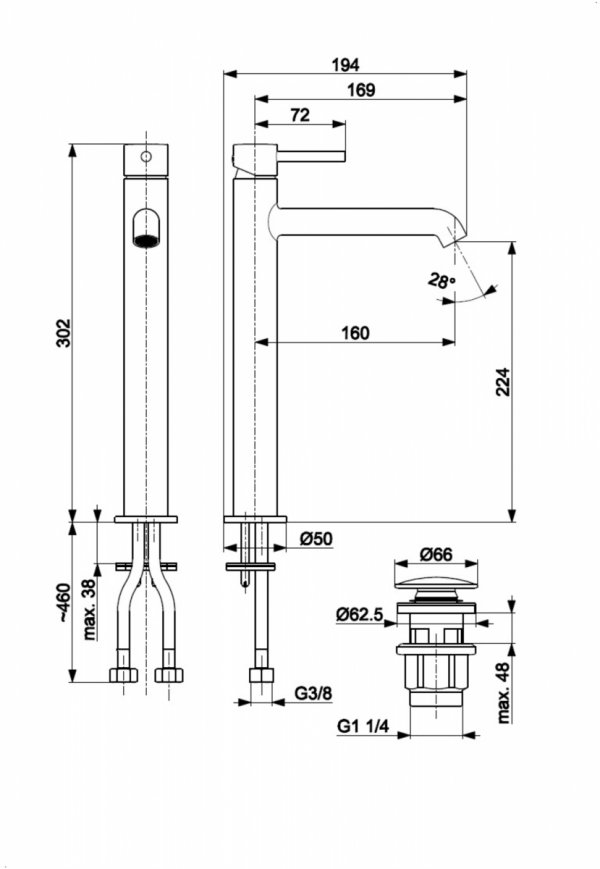 ARMATURA KRAKÓW KFA bateria umywalkowa nablatowa MOZA MINI BRUSHED GOLD 5032-632-31