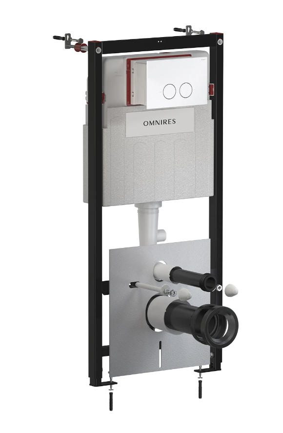 OMNIRES STRONGFRAME stelaż podtynkowy do miski toaletowej z ECO spłukiwaniem + MINIMAL przycisk spłukujący FLUSH SET biały połysk STFWCECO1M-RBP