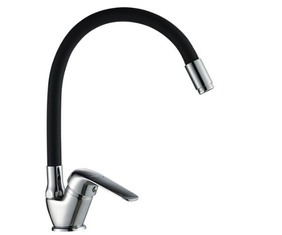 KUCHINOX - Bateria zlewozmywakowa ELZA stojąca z elastyczną wylewką F czarna/chrom  BKE_767D