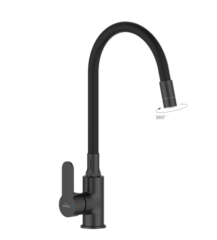INVENA BATERIA ZLEWOZMYWAKOWA KSANTI Z RUCHOMĄ, 2F WYLEWKA, CZARNY BZ-37-004-L