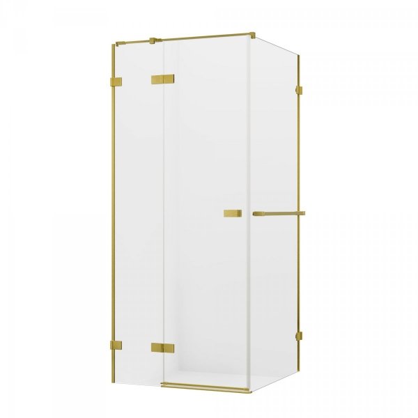 New Trendy Avexa Gold kabina prysznicowa  100x80 szkło czyste 6 mm złoto szczotkowane EXK-3023