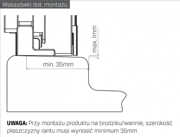 NEW TRENDY Kabina prysznicowa walk in Smart 80x200, przesuwna, wspornik prostopadły, reling EXK-6621