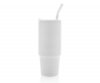 Kubek termiczny stalowy 900 ml Ice Fit z rączką i metalową słomką biały White Dream z Twoim grawerem