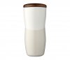 Kubek termiczny ceramiczny 400 ml z dwiema ściankami AMBI biały/beżowy