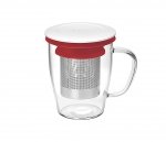 Kubek z zaparzaczem do herbaty 350 ml PAO Ming Infuser (biało-czerwony)