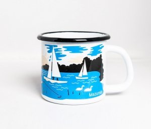 Kubek Polski Mazurski emaliowany 350 ml (biały) 