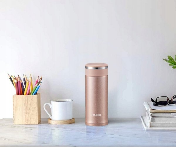 Butelka termiczna termos Zojirushi SM-JTE 340 ml z zaparzaczem różowy pink champagne