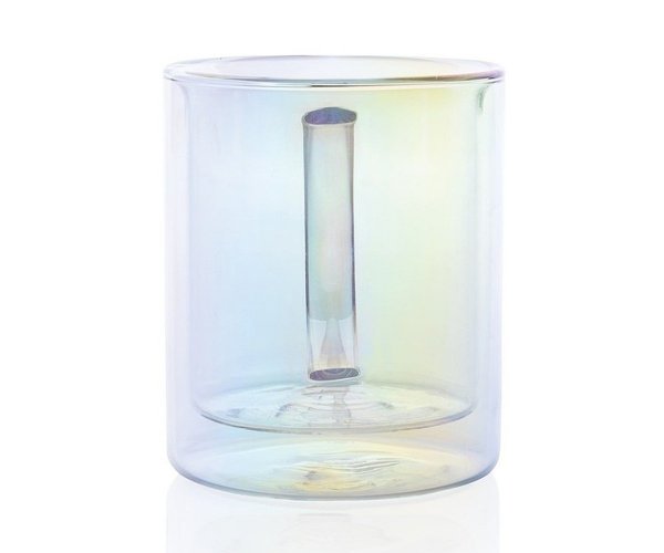 Kubek termiczny szklany 350 ml z uchem CLEAR bezbarwny