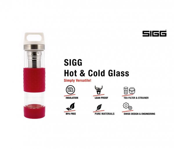 Termos szklany SIGG WMB z zaparzaczem HOT &amp; COLD Glass 400 ml Biały