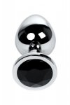 Silver anal plug TOYFA Metal with black round-shaped gem