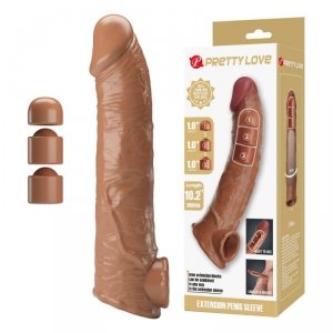 Pretty Love Extension Penis Sleeve with Modular Length Blocks – Dark Brown – 26 cm