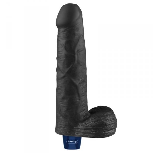 9" REAL SOFTEE Rechargeable TPE Vibrating Dildo(Black)