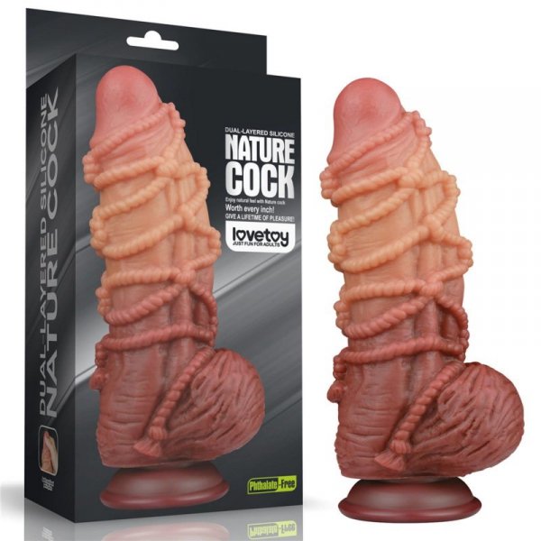 9.5&#039;&#039; Dual layered Platinum Silicone Cock with Rope