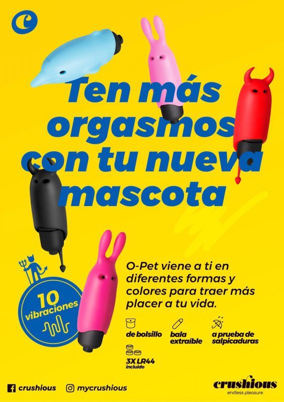 CRUSHIOUS O-PET RABBIT WITH 10 VIBRATION BULLET PINK