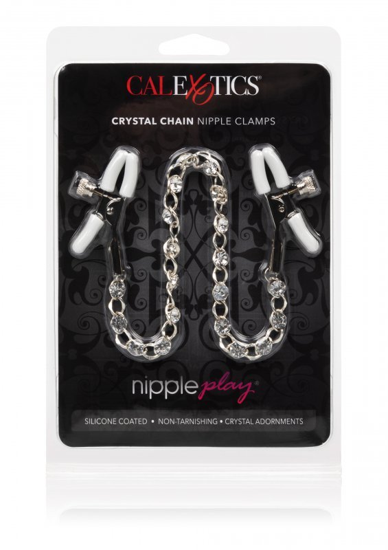 Crystal Chain Nipple Clamps Silver