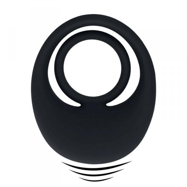 Vibrating Liquid Silicone Cock and Ball Ring - Black