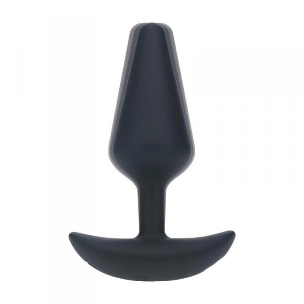Classic Vibrating Silicone Anal Plug - M - Black