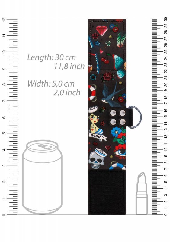 Printed Ankle Cuffs - Old School Tattoo Style - Black