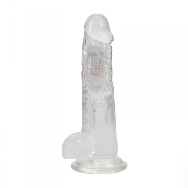 LED Vibrating Straight Cock with Balls - 20 cm - Transparent