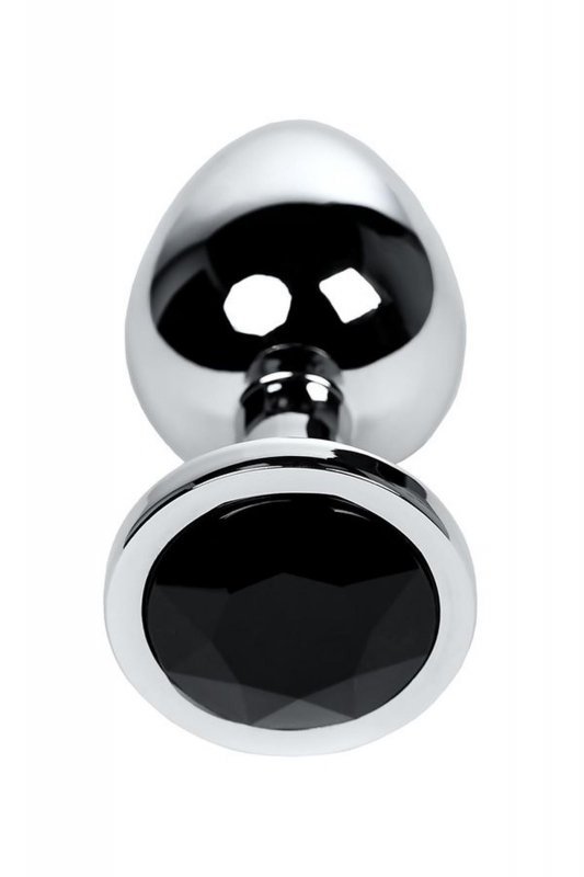 Silver anal plug TOYFA Metal with black round-shaped gem