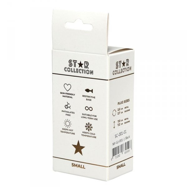 Star Collection - Black Silicone Anal Plug S - Clear Stone