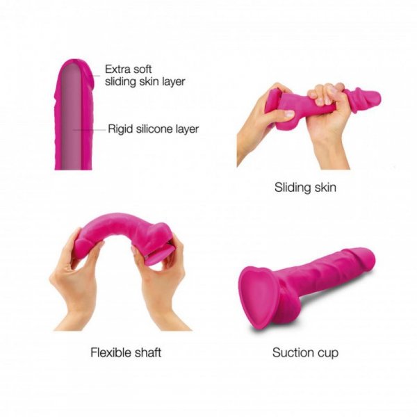 SLIDING SKIN REALISTIC DILDO FUSHIA M