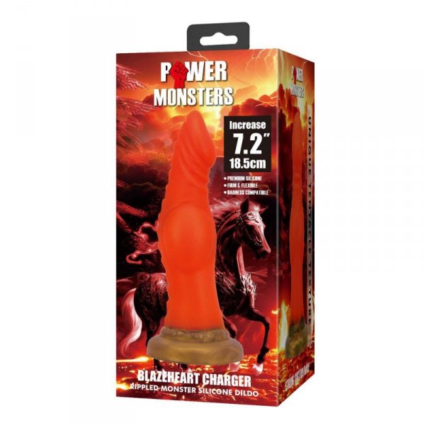Power Monsters Blazeheart Charger – 18.5 cm Rippled Monster Silicone Dildo