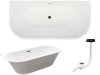 Besco Wanna przyścienna Vica Slim + 150x80 + syfon klik-klak grafitowy z płaskim przelewem