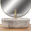 Umywalka ceramiczna nablatowa REA BELINDA ASH imitacja kamienia wzór