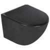 Stelaż WC + Przycisk M578+ Miska WC wisząca bez kołnierza DELOS BLACK + deska duroplast wolnoopadająca SLIM