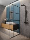 Invena ścianka walk-in 90x200 czarna kratka loft szkło 8 mm hartowane 