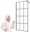 Invena ścianka walk-in 90x200 czarna kratka loft szkło 8 mm hartowane 