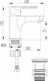 Bateria umywalkowa SAGRA z korkiem czarna BQR_722D