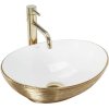 Umywalka ceramiczna nablatowa owalna REA SOFIA WHITE GOLD BRUSH
