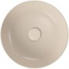 Umywalka ceramiczna nablatowa Larga okrągła 40 cm beżowy mat + korek