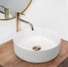 Umywalka ceramiczna nablatowa okrągła REA SAMI MARBLE MAT biała marmur
