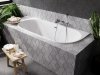 Besco Wanna przyścienna Vica Slim + 150x80 + syfon klik-klak grafitowy z płaskim przelewem