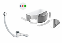  Zabudowa obudowa styropianowa do wanien półokrągłych LED + syfon czyszczony od góry