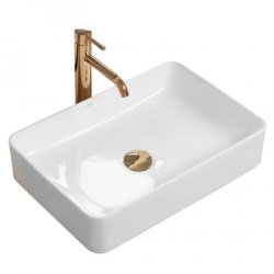 Umywalka ceramiczna nablatowa REA AVIA WHITE biała prostokątna